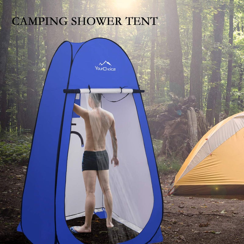 Your Choice XL Pop Up Privacy Shower Tent - Portable Changing Tent for Camping, Beach & Poolside - 82.6" Tall Double Storage Pockets & Carry Bag - Blue - Image 3